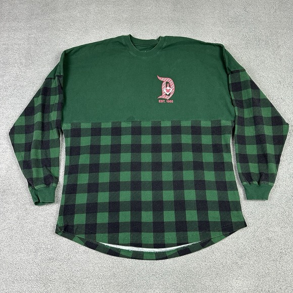 Disneyland Resort Spirit Jersey Christmas Candy Cane Green Checkered Medium READ - Picture 1 of 11